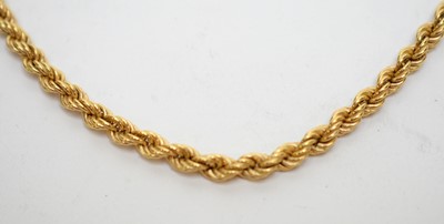 Lot 337 - A yellow metal twist link necklace chain