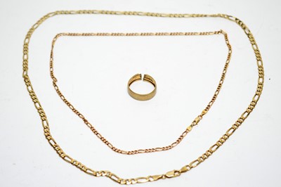 Lot 338 - Two 9ct yellow gold curb link pattern chains