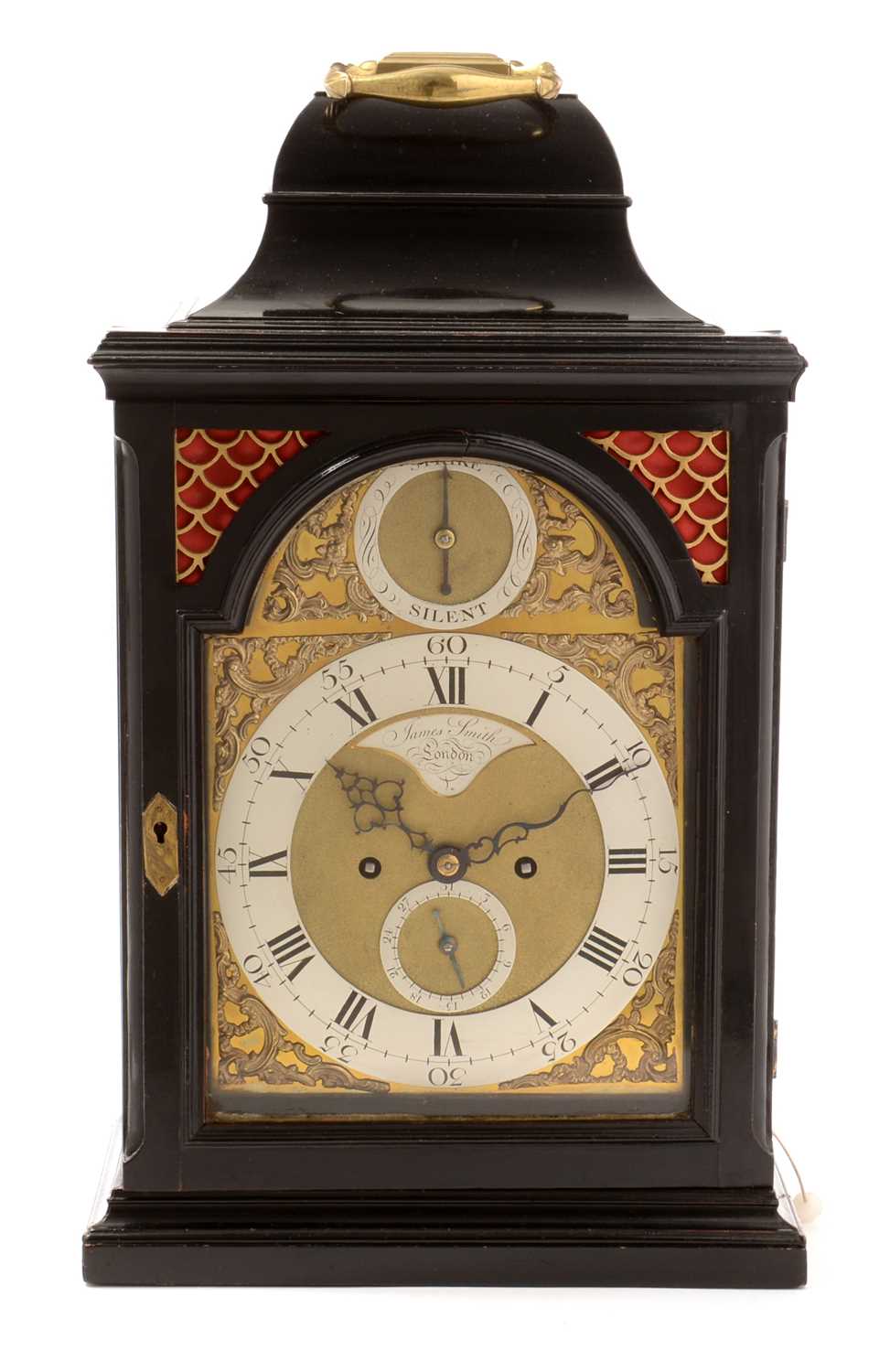 Lot 474 - An George III ebonised repeating bracket clock, by James Smith, London, verge escapement