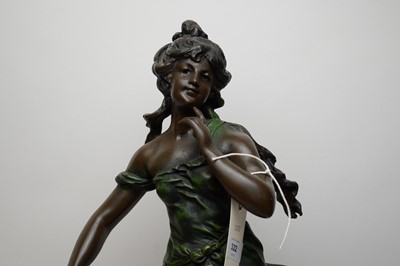 Lot 322 - Art Nouveau style spelter figural table lamp and another.