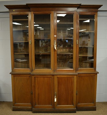 Lot 69 - Early 20th Century mahogany breakfront bookcase