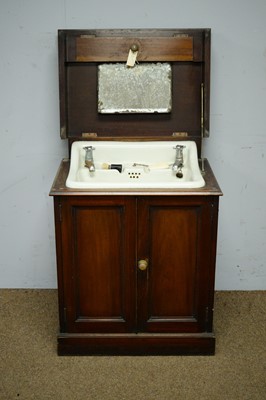 Lot 20 - Early 20th Century mahogany train sink cabinet