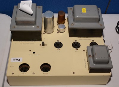 Lot 380 - A Pye PF91 mono amplifier (for restoration) and a matching PF91A pre-amplifier.