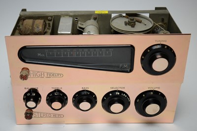 Lot 381 - A Pye Mozart 1 pre-amplifier, 1 HFS 20 power amplifier, Pye HFT 108 tuner.