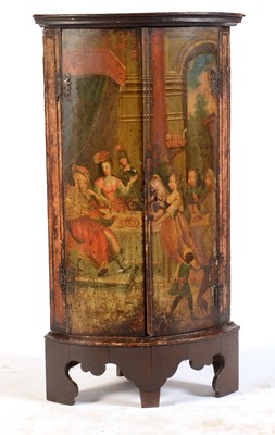 Lot 561 - A 18th Century painted bowfront corner cabinet
