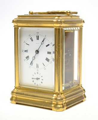 Lot 498 - Breguet: a late 19th Century French gilt brass carriage alarm clock