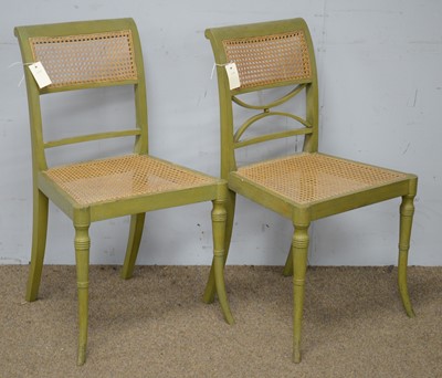Lot 11 - Pair of Regency style canework chairs and a painted chair
