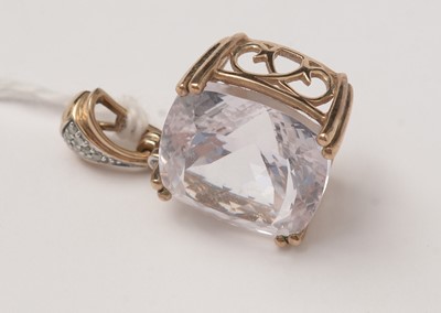 Lot 88 - A contemporary kunzite and diamond pendant.