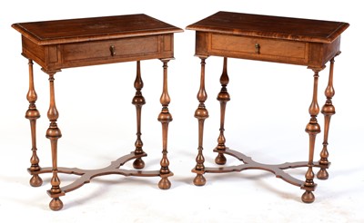 Lot 574 - A pair of William and Mary style walnut side tables