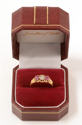 Lot 105 - A Victorian style diamond and ruby ring