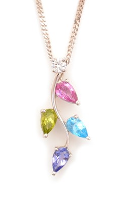 Lot 107 - A diamond and gem-set pendant