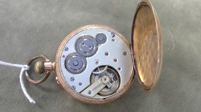 Lot 158 - A yellow-metal cased pocket watch.