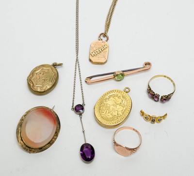 Lot 187 - Victorian and later yellow-metal and gilt jewellery.
