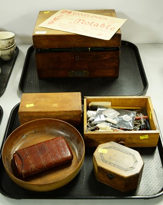 Lot 323 - Victorian walnut box, crocodile cigar case and other items