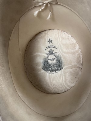 Lot 337 - Silk top hat, in leather hat box.