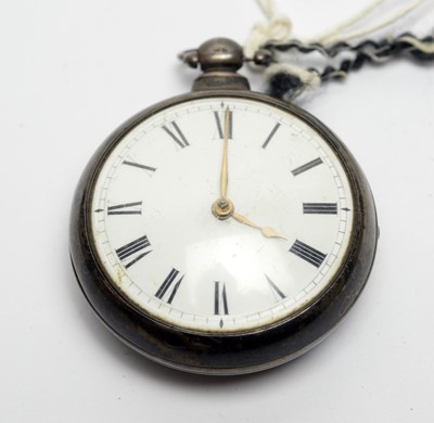 Lot 210 - A William IV silver pair case pocket watch.