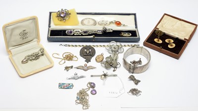 Lot 224 - Early 20th century and later silver, white-metal and costume jewellery.
