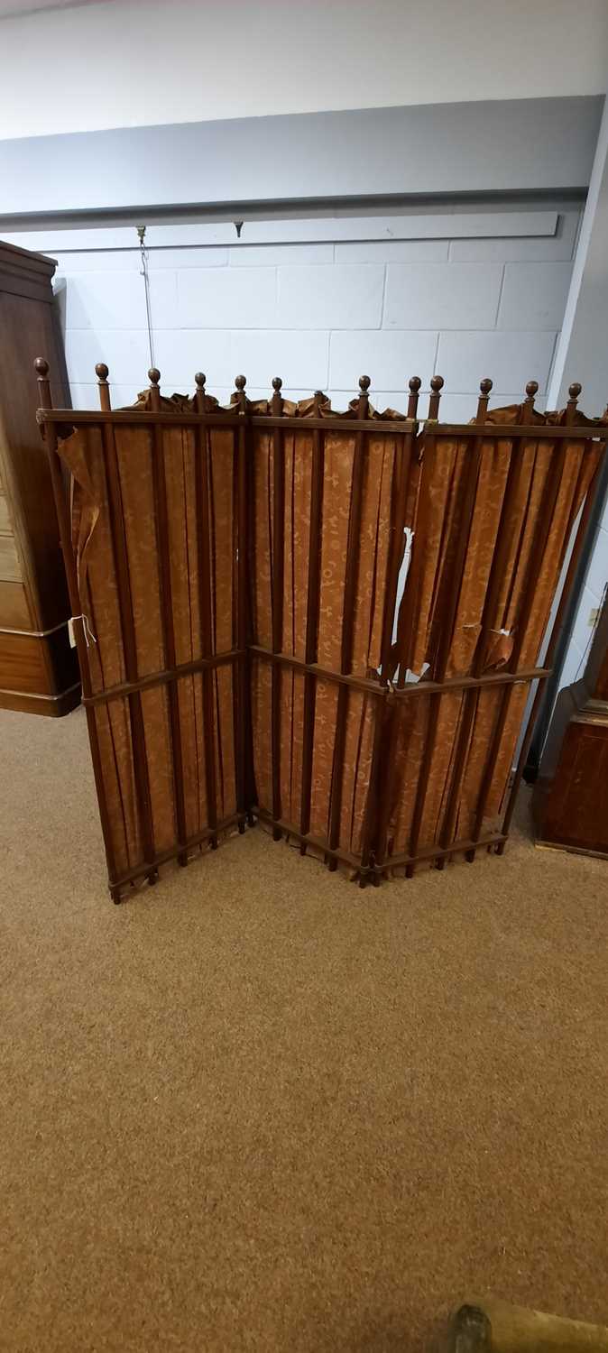 Lot 19 Late 19th Century three fold dressing screen