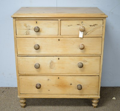 Lot 49 - Early 20th Century stripped pine chest of drawers