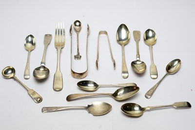 Lot 243 - Georgian and later silver silver flatware.