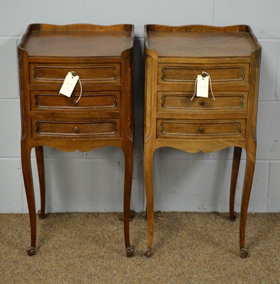 Lot 8 - A pair of early 20th Century walnut bedside cabinets
