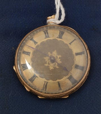 Lot 121 - A late 19th Century yellow-metal fob watch.