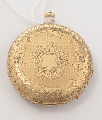 Lot 121 - A late 19th Century yellow-metal fob watch.