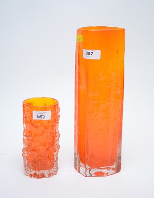 Lot 357 - Two Whitefriars tangerine glass vases