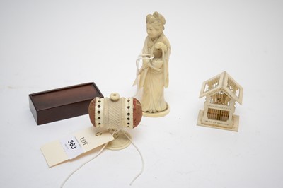 Lot 363 - Japanese carved ivory figure and other items.