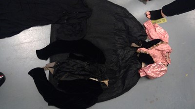 Lot 473 - Late Victorian costume including an 1890s pink satin bodice.