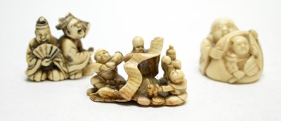 Lot 327 - Three 19th century carved ivory netsuke