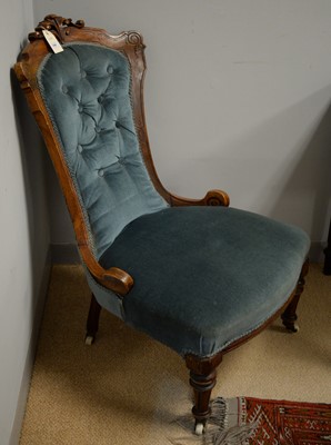 Lot 100 - Victorian walnut nursing chair