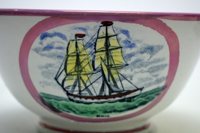 Lot 345 - Sunderland lustre bowl, porcelain lustre jug