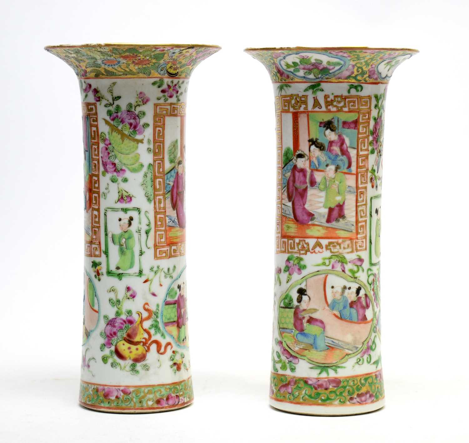 Lot 311 - pair of canton vases