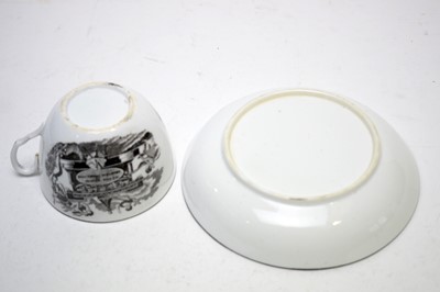 Lot 333 - Pair Bow pickle leaves, Princess Charlotte commemorative teacup and saucer.