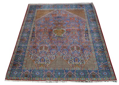 Lot 327 - Rare Tehran carpet, the shield shaped field...