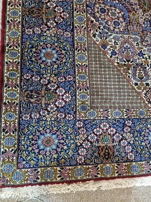 Lot 327 - Rare Tehran carpet, the shield shaped field...