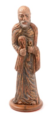 Lot 509 - A carved wood, polychrome and gilt sculpture of St Peter