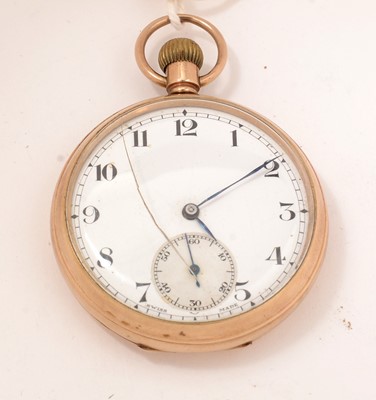 Lot 105 - A 9ct gold cased open-faced pocket watch.