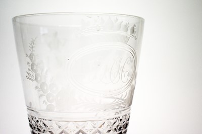 Lot 353 - Engraved glass goblet.