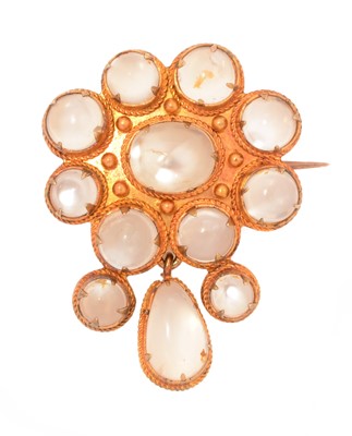 Lot 46 - A Victorian moonstone and yellow metal brooch