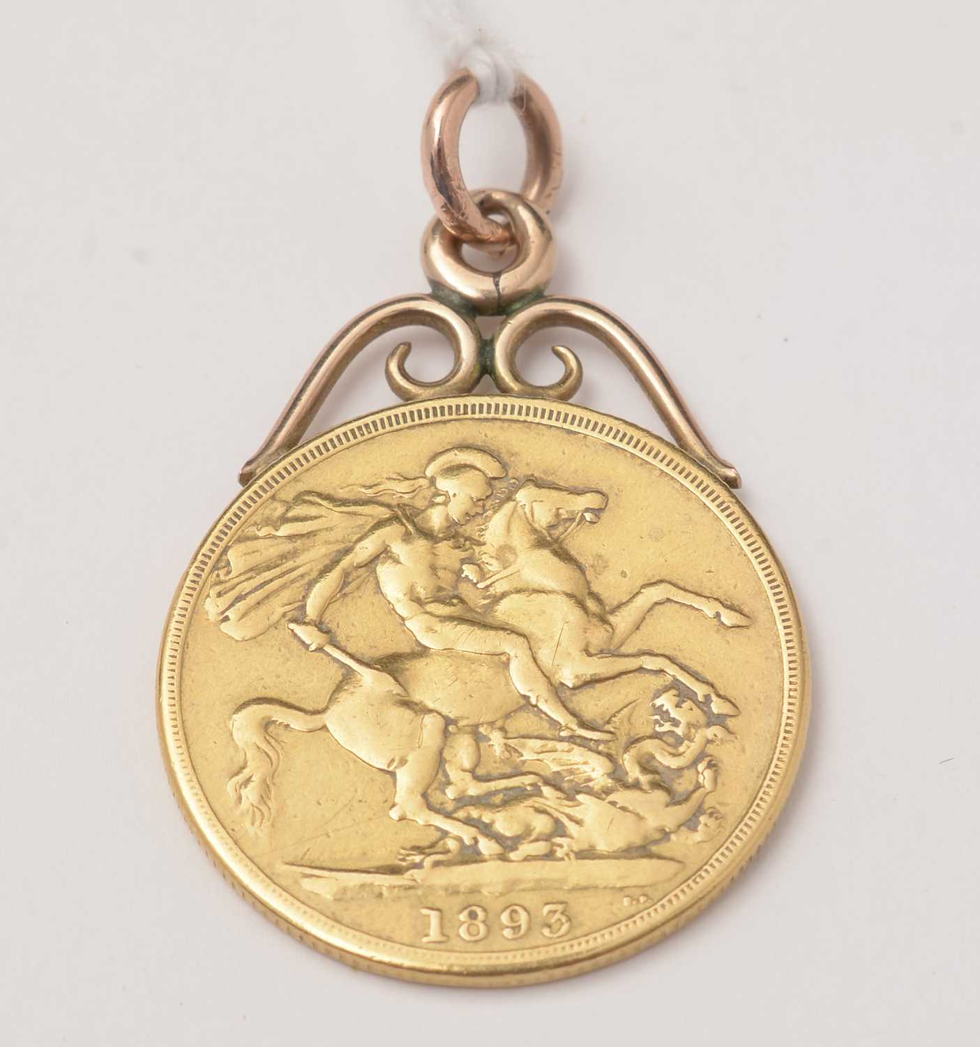 Lot 121 - A Victorian 1893 gold double sovereign, in pendant mount.