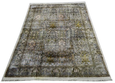 Lot 435 - A fine silk Kirman carpet