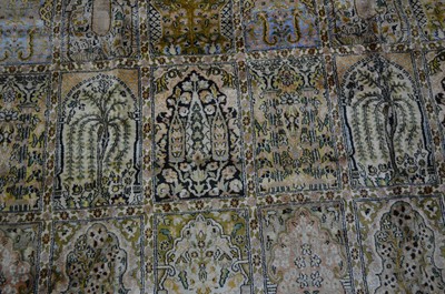 Lot 435 - A fine silk Kirman carpet