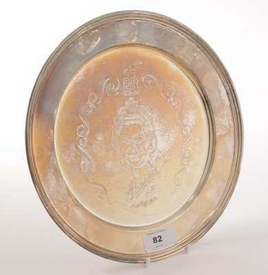 Lot 82 - An Elizabeth II royal commemorative silver salver.