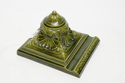 Lot 372 - A Burmantofts inkwell and cover