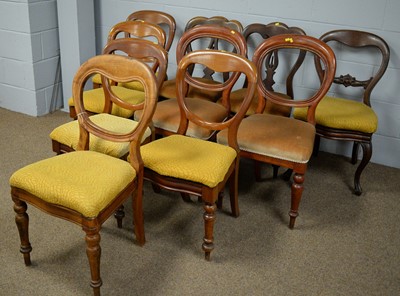Lot 23 - A Harlequin set of ten Victorian balloon back chairs