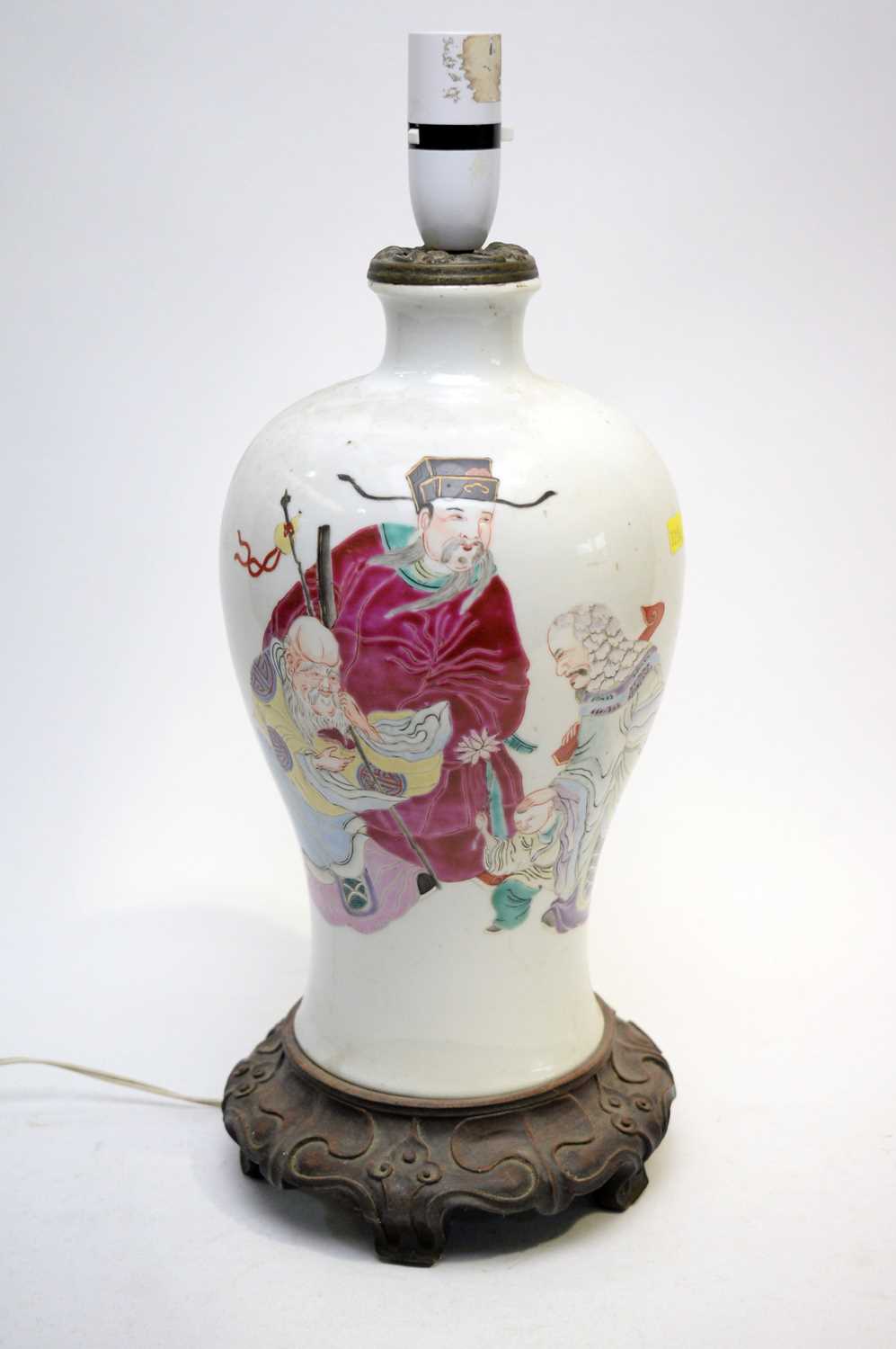 304 - Chinese Famille Rose table lamp vase
