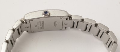 Lot 31 - A Cartier Tank Francaise lady's steel cased bracelet watch