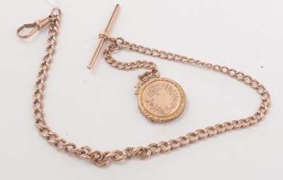 Lot 123 - A 9ct rose gold watch chain.